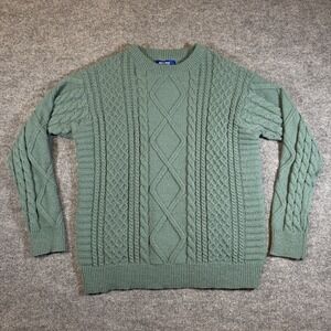 Aelfric Eden Sweater Womens Large Seafoam Green Cable Knit Chunky Fisherman